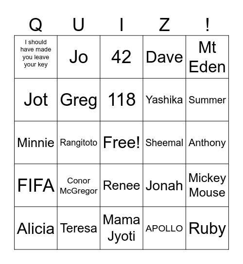 Say my Name Say my Name Bingo Card