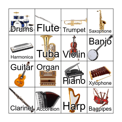 Instruments Bingo Card