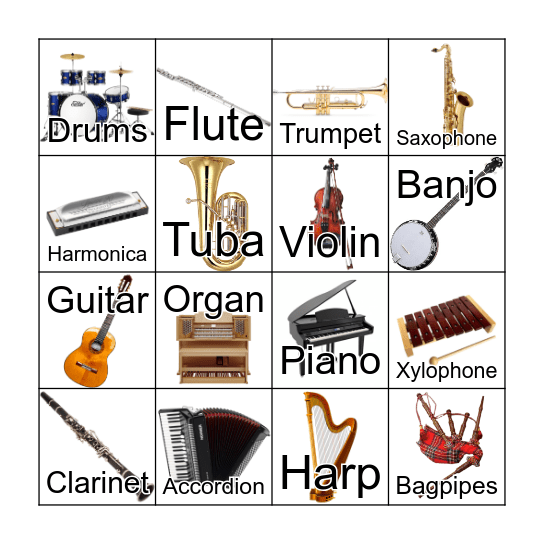 Instruments Bingo Card