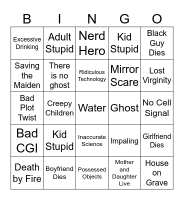 Bad Horror Movie Bingo Card