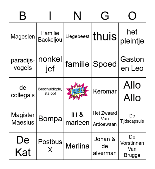 NOSTALGIE TELEVISIE BINGO Card