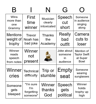2024 GRAMMY'S Bingo Card