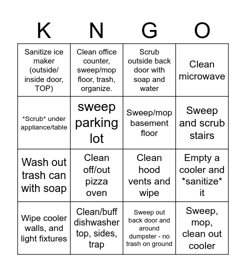 KINGO (manager approval per task) Bingo Card
