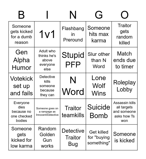 Pavlov TTT (play on OG) Bingo Card