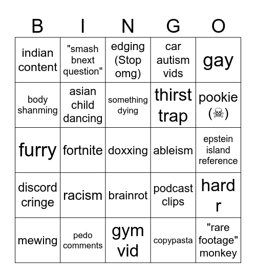 insta reel Bingo Card