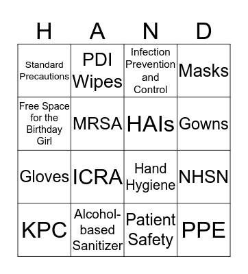 Infection Prevention and Control BINGO Card
