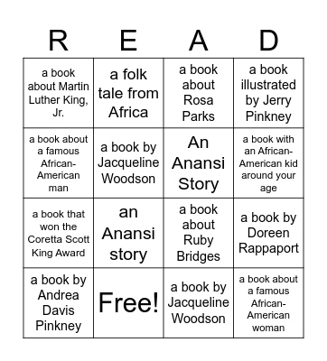 Black History Month Reading Bingo Card