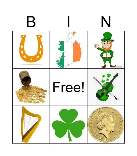 St patrick Bingo Card