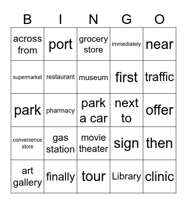 Places in the city Bingo Card