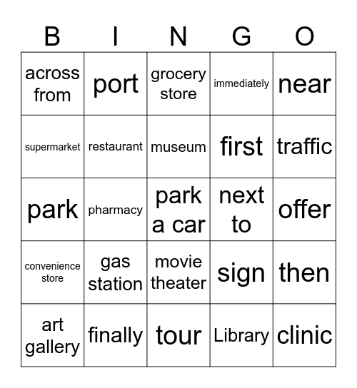 Places in the city Bingo Card