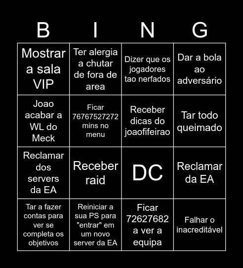 MECKK BINGOH Bingo Card