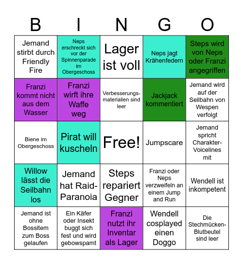 Grounded mit Franzi, Neps und Steps Bingo Card