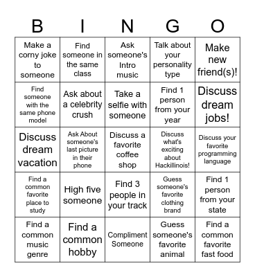 Networking Bingo Card