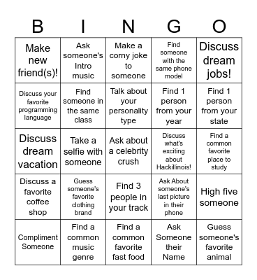 Networking Bingo Card