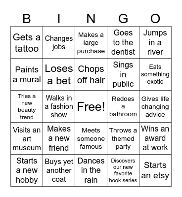 Brooke Bingo Card