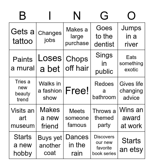 Brooke Bingo Card