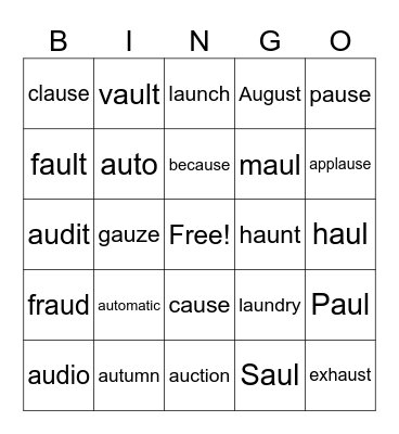 Au Bingo Card