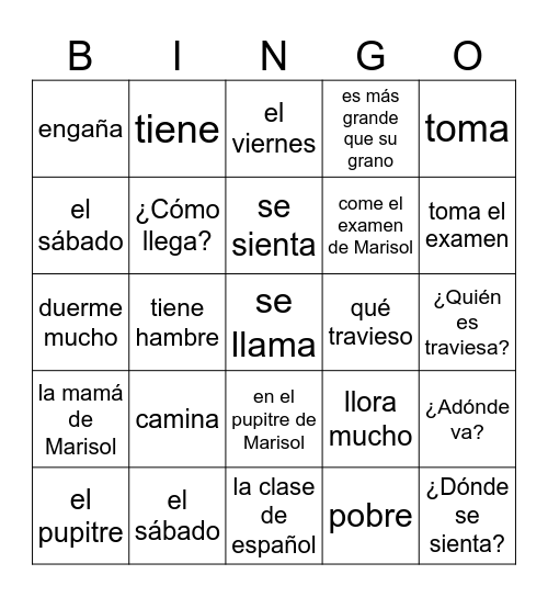 Gabi 7 Bingo Card