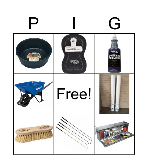 PIG SUPPLY BINGO Card