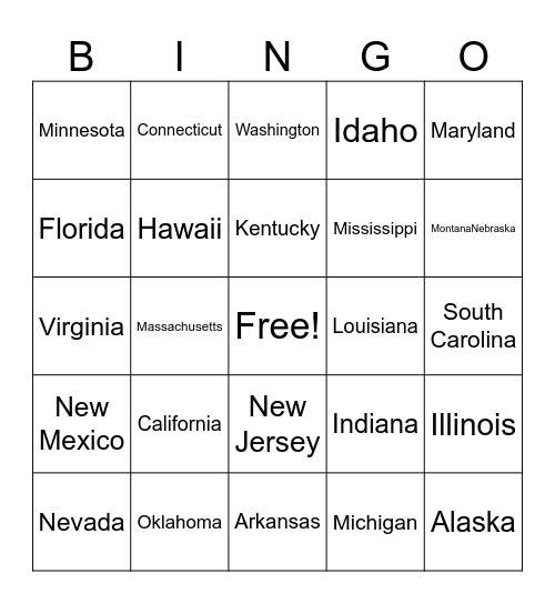 United States Bingo Card