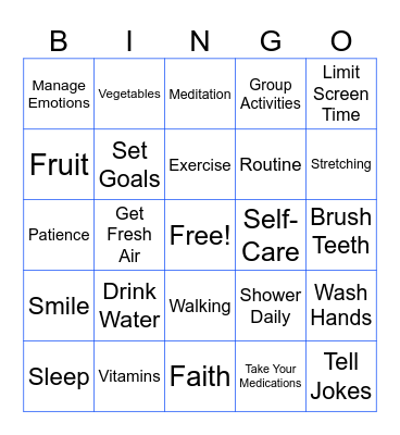 Health TIPS Bingo Card