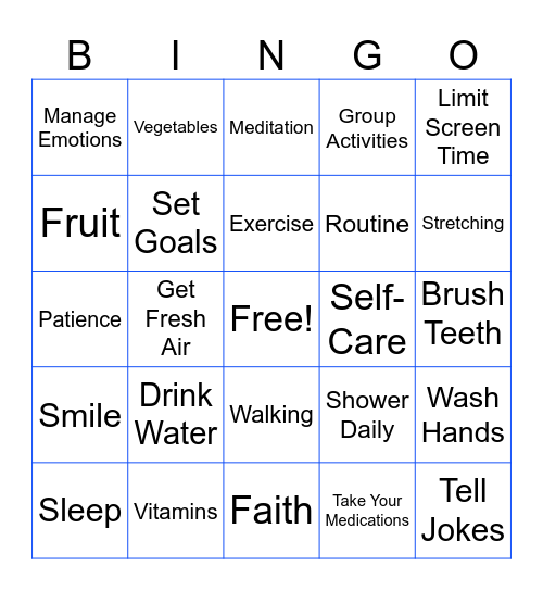 Health TIPS Bingo Card