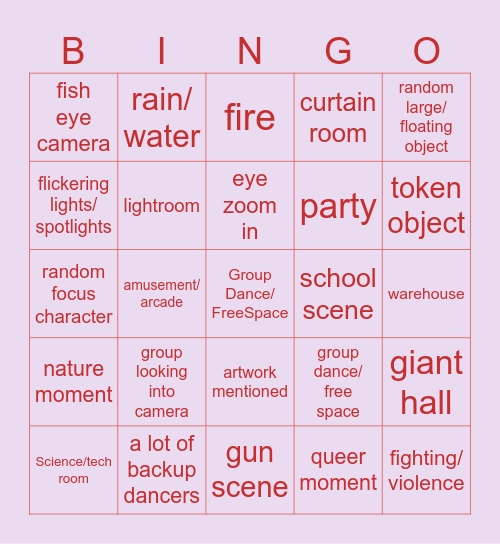 Kpop MV Bingo Card
