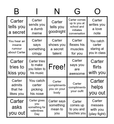 The Carter Bingo! Bingo Card