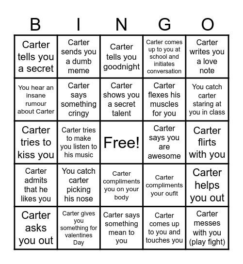 The Carter Bingo! Bingo Card