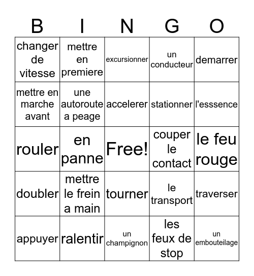L'autoroute Bingo Card