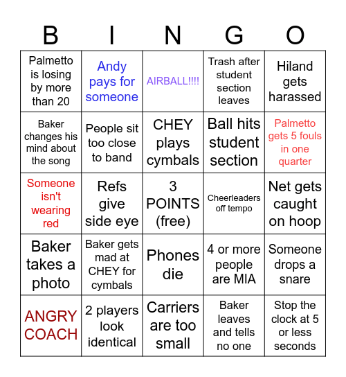 Pep Drumline Bingo! Bingo Card