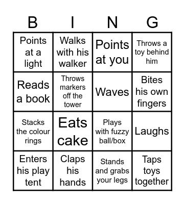 Ezra's 1st Birthday Bingo Card