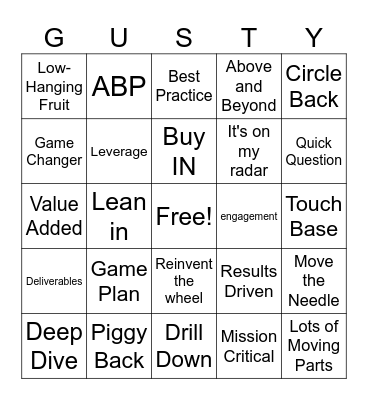 Corporate Jargon Bingo Card