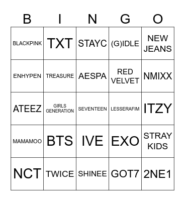 K-pop Bingo! Bingo Card