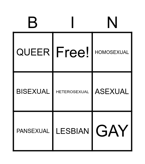 SOGIE HUMAN BINGO Card