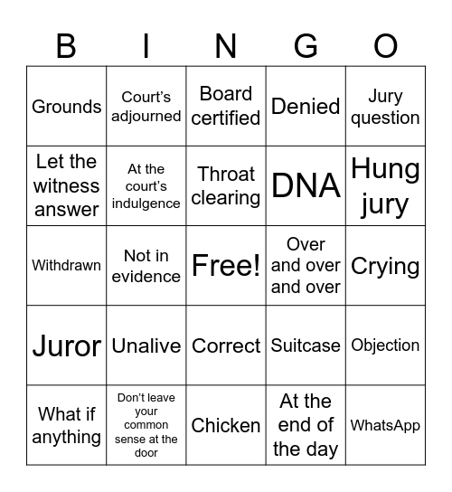 Recovery Addict Bingo Card