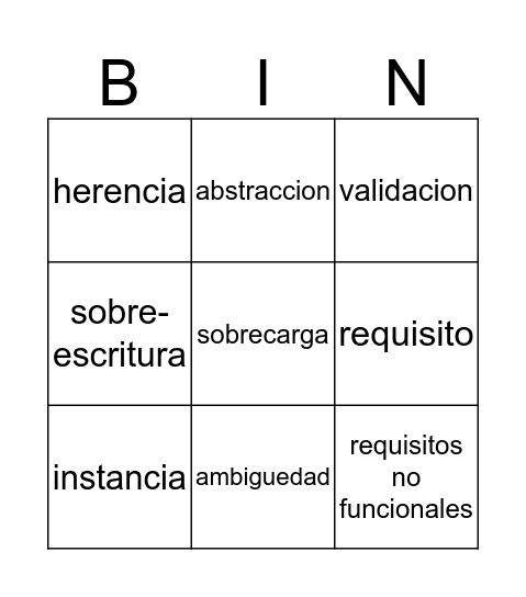 ANDRES Bingo Card