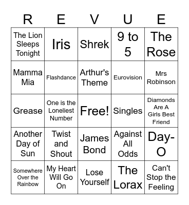 Revue Bingo #3 Bingo Card