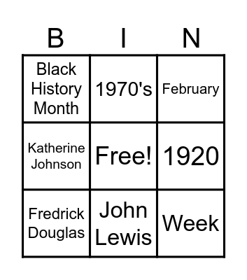 Ms. Newton Black history Bingo Card