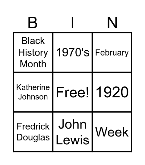 Ms. Newton Black history Bingo Card