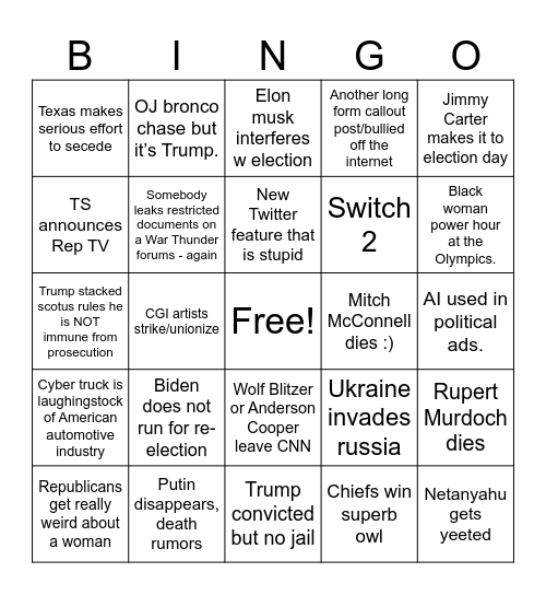 2024 Bingo Card