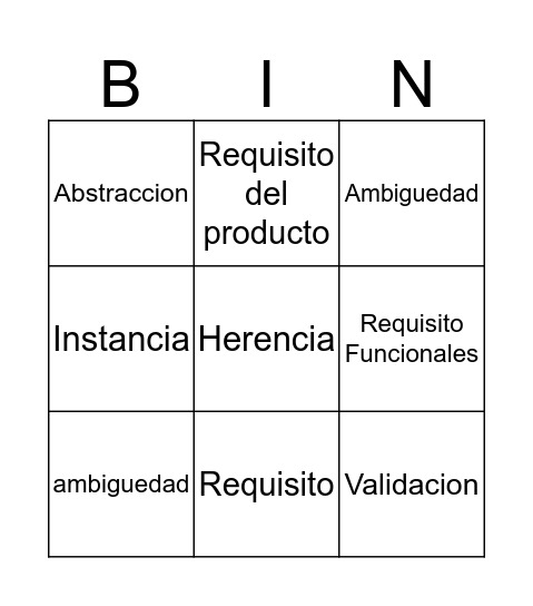 :,v Bingo Card