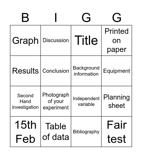 Scientific Reports Bingo Card