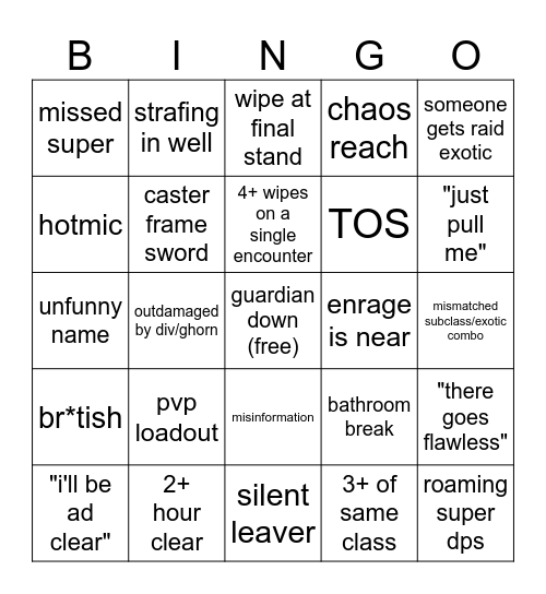 d2 lfg bingo tamagoinu Bingo Card