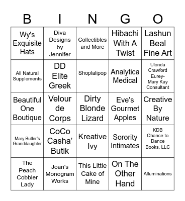 Vendor Fair AKOmega Bingo Card