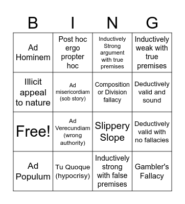 Philosophy Fundamentals Bingo Card