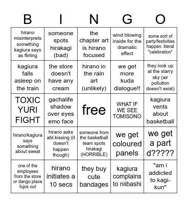 hirakagi 23 (any part) bingo bc this trend is cute Bingo Card