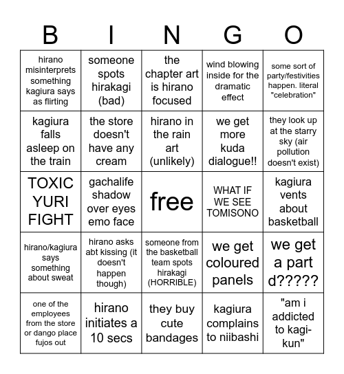 hirakagi 23 (any part) bingo bc this trend is cute Bingo Card