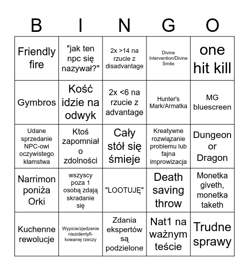 Księża Akupunktury Bingo Card