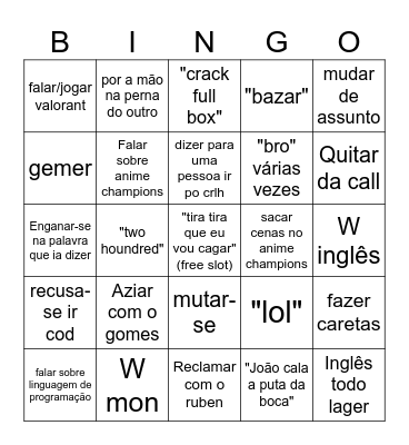 Bingo do Monforte Bingo Card